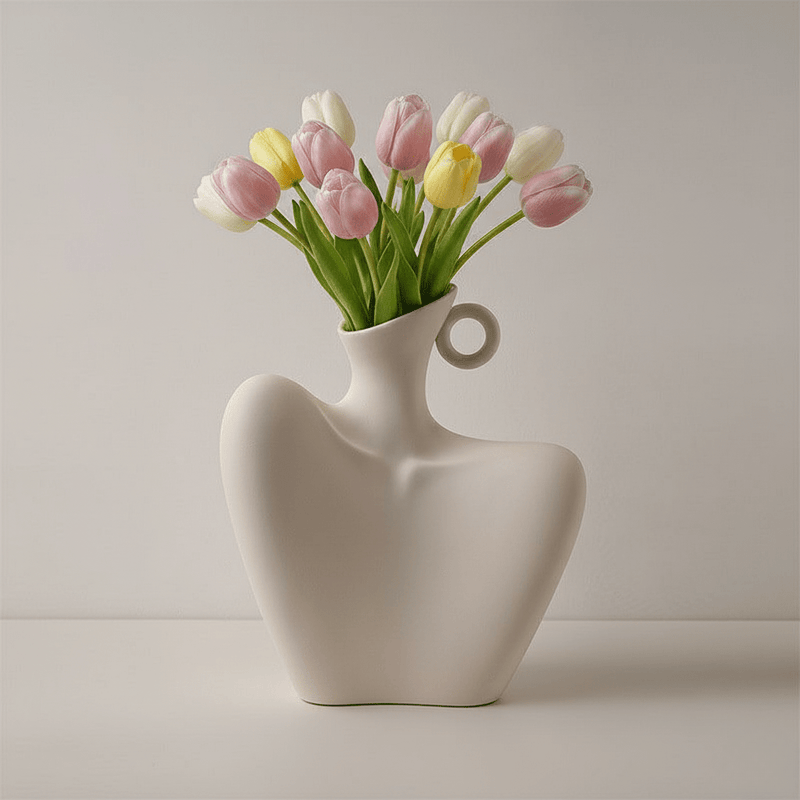 Abstract Female Body Ceramic Vase with Sculptural Design