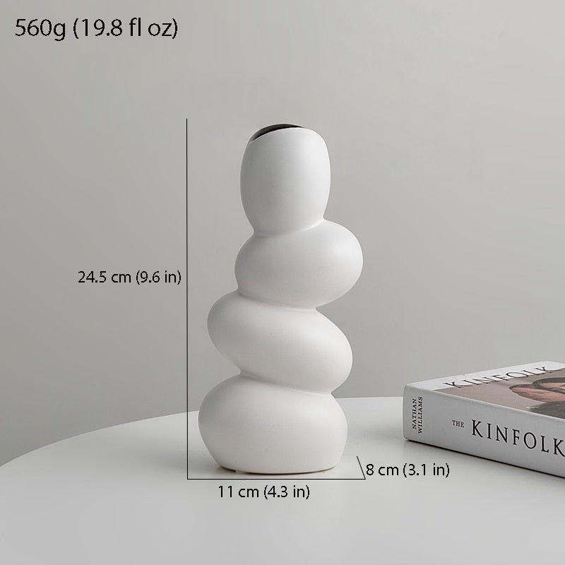 Stacked Pebble Ceramic Decorative Vase with Sculptural Design
