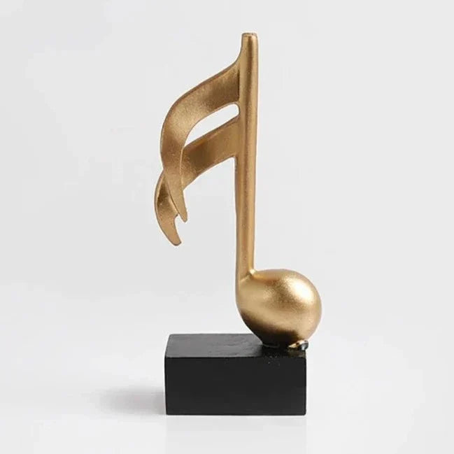 Gold Musical Note Resin Sculpture with Black Base