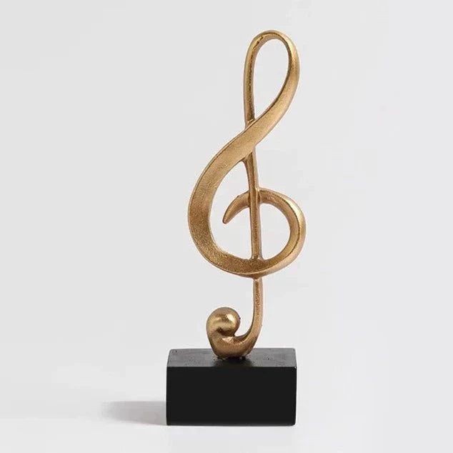 Gold Musical Note Resin Sculpture with Black Base