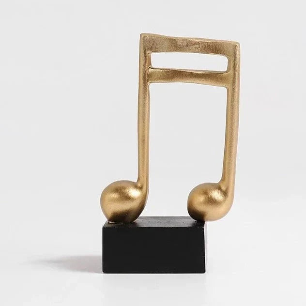 Gold Musical Note Resin Sculpture with Black Base