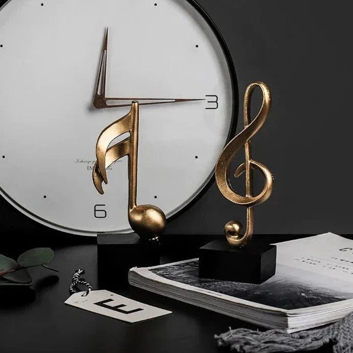 Gold Musical Note Resin Sculpture with Black Base