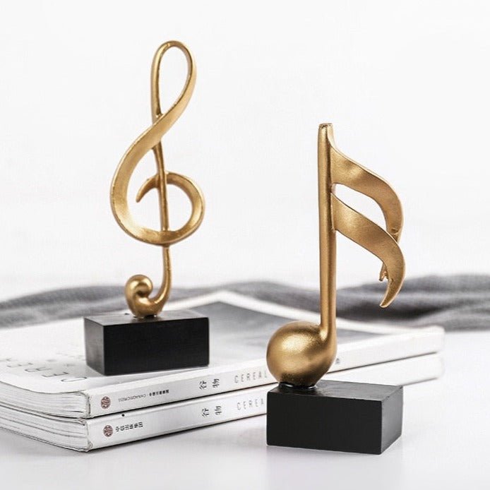 Gold Musical Note Resin Sculpture with Black Base
