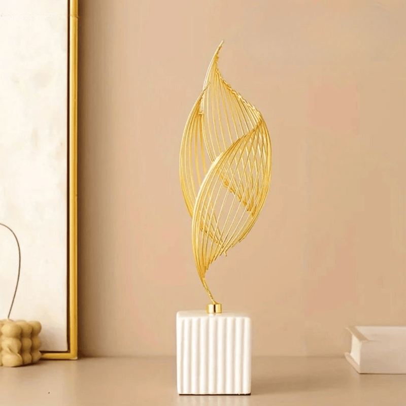 Abstract Flame Ceramic Sculpture with Gold Accent Detail