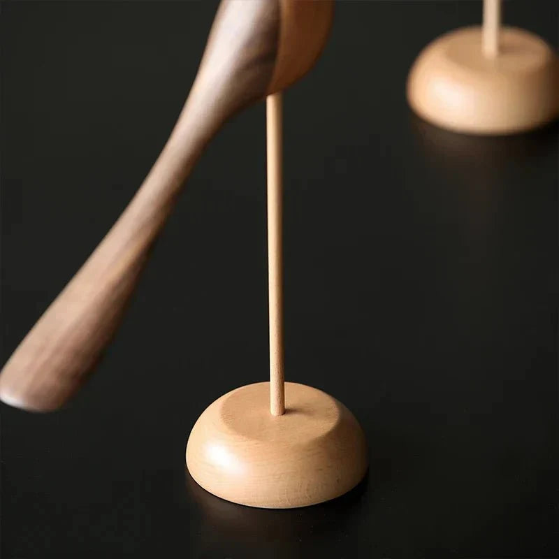 Carved Wooden Bird Sculpture with Long Sweeping Tail