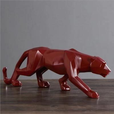 Geometric Faceted Panther Resin Decorative Sculpture