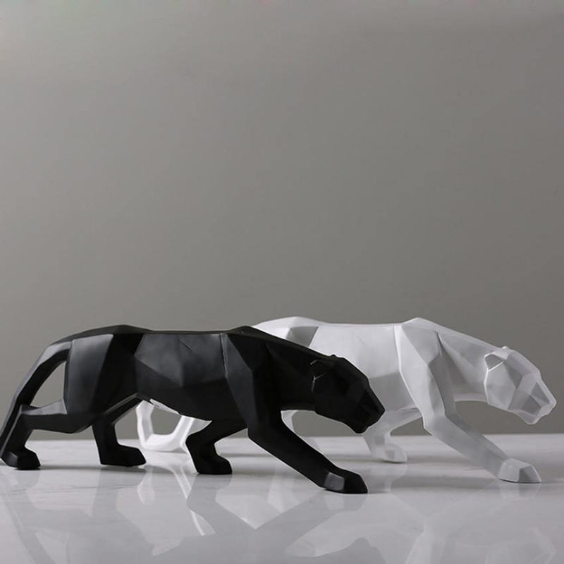 Geometric Faceted Panther Resin Decorative Sculpture