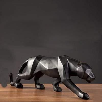 Geometric Faceted Panther Resin Decorative Sculpture