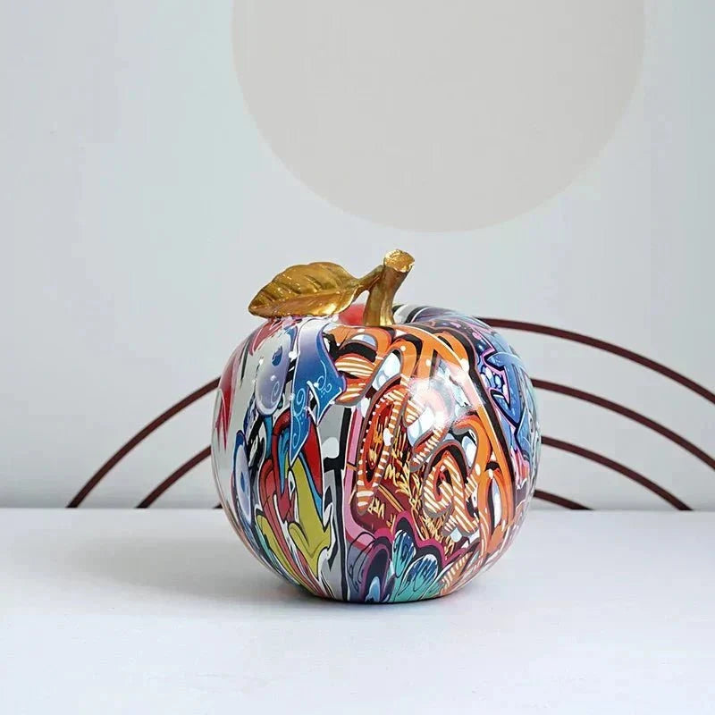 Hand-Painted Multicolour Resin Apple Decorative Sculpture