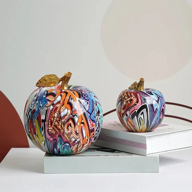 Hand-Painted Multicolour Resin Apple Decorative Sculpture