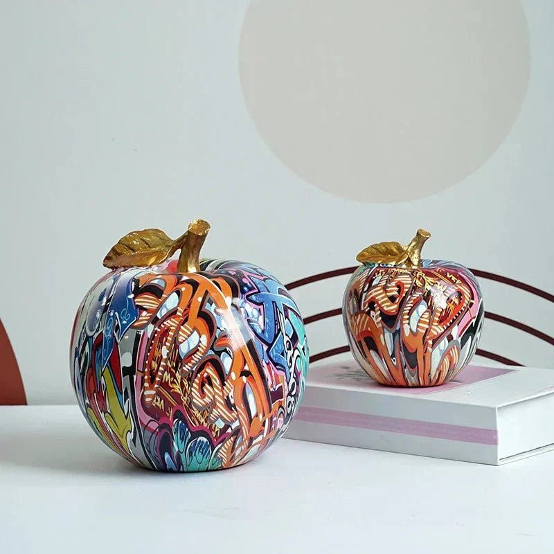 Hand-Painted Multicolour Resin Apple Decorative Sculpture