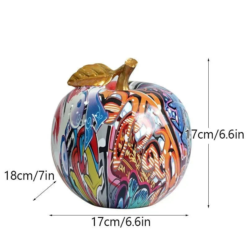 Hand-Painted Multicolour Resin Apple Decorative Sculpture