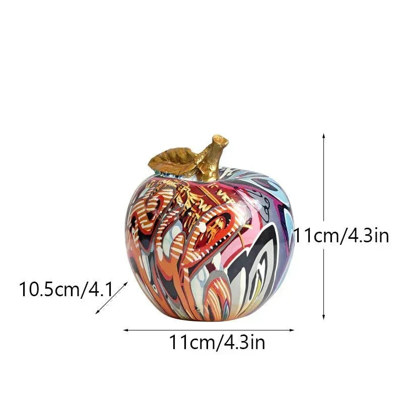 Hand-Painted Multicolour Resin Apple Decorative Sculpture