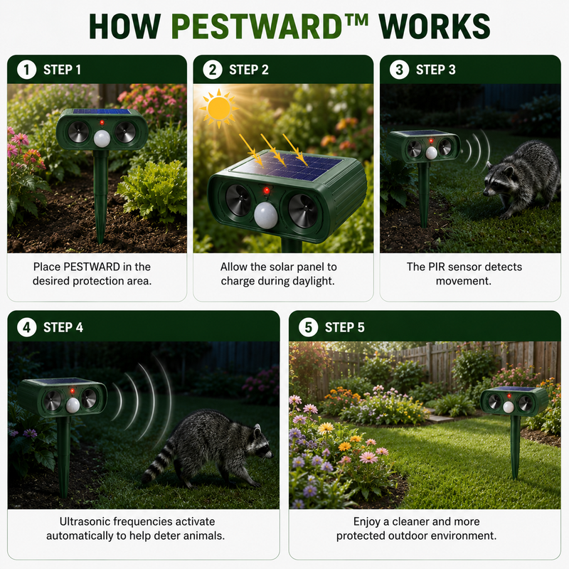 PESTWARD – Solar Motion Animal Deterrent for Humane Garden Protection