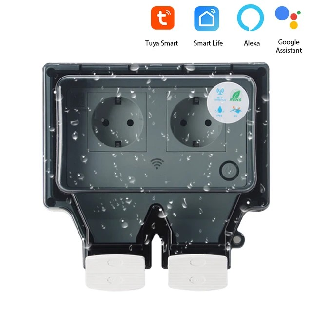 Smart WiFi Outdoor Socket with App and Voice Control