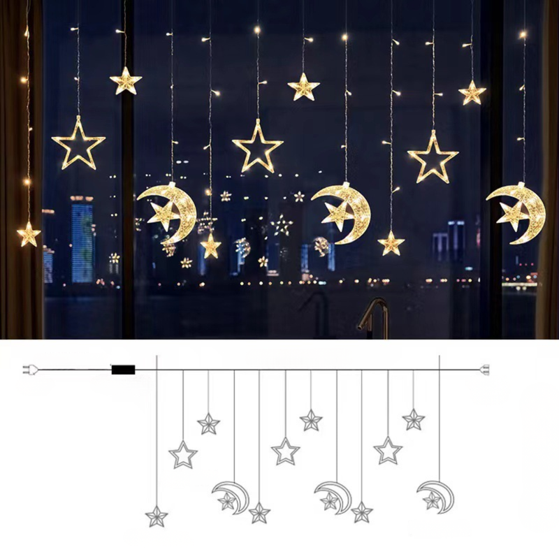 LED Star Curtain Lights with Timer Function for Decorative Displays