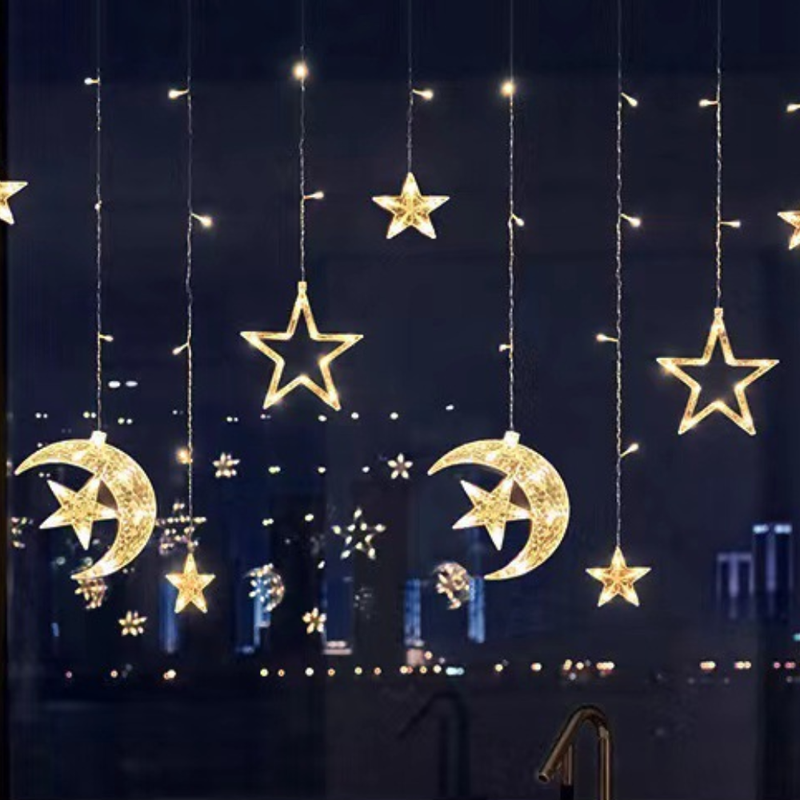 LED Star Curtain Lights with Timer Function for Decorative Displays