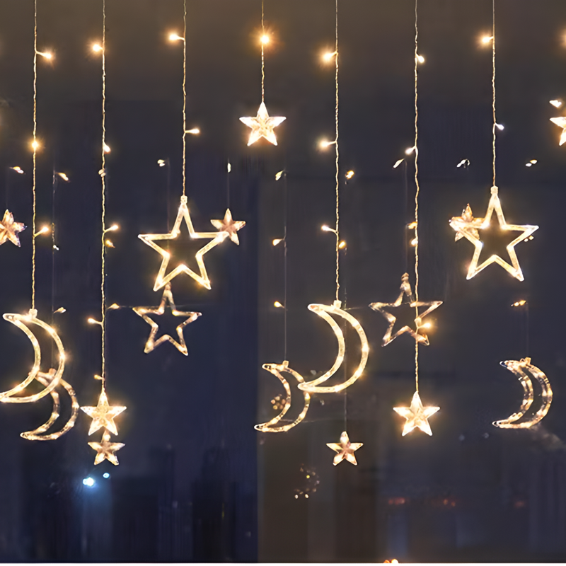 LED Star Curtain Lights with Timer Function for Decorative Displays