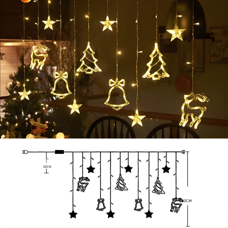 LED Star Curtain Lights with Timer Function for Decorative Displays