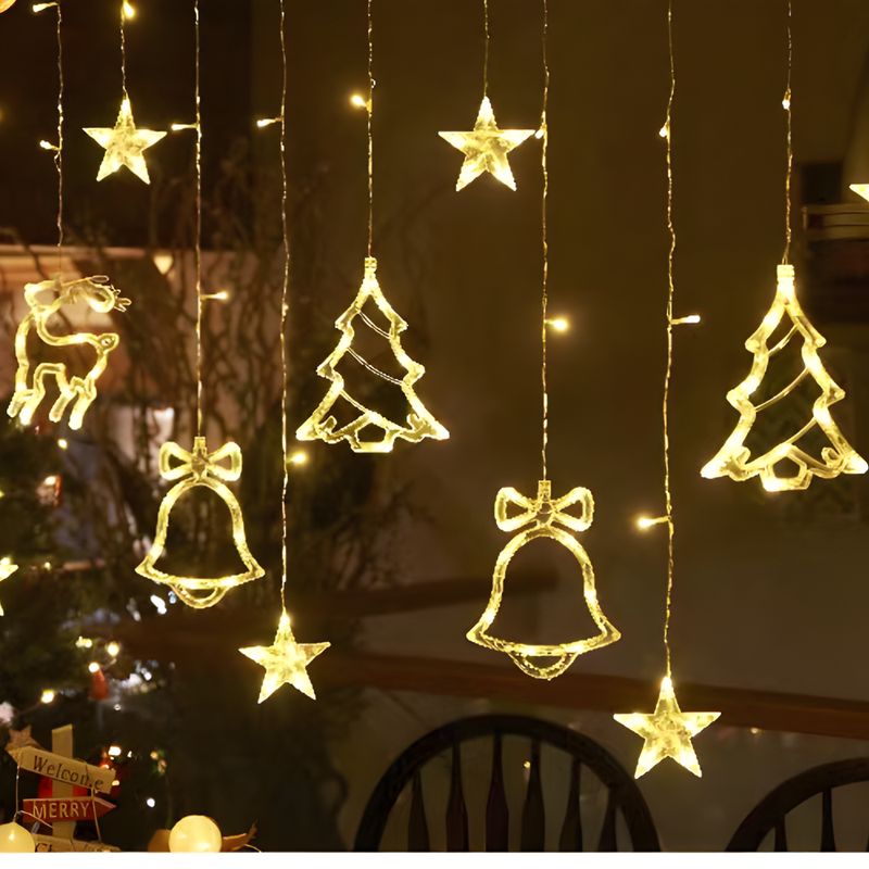 LED Star Curtain Lights with Timer Function for Decorative Displays