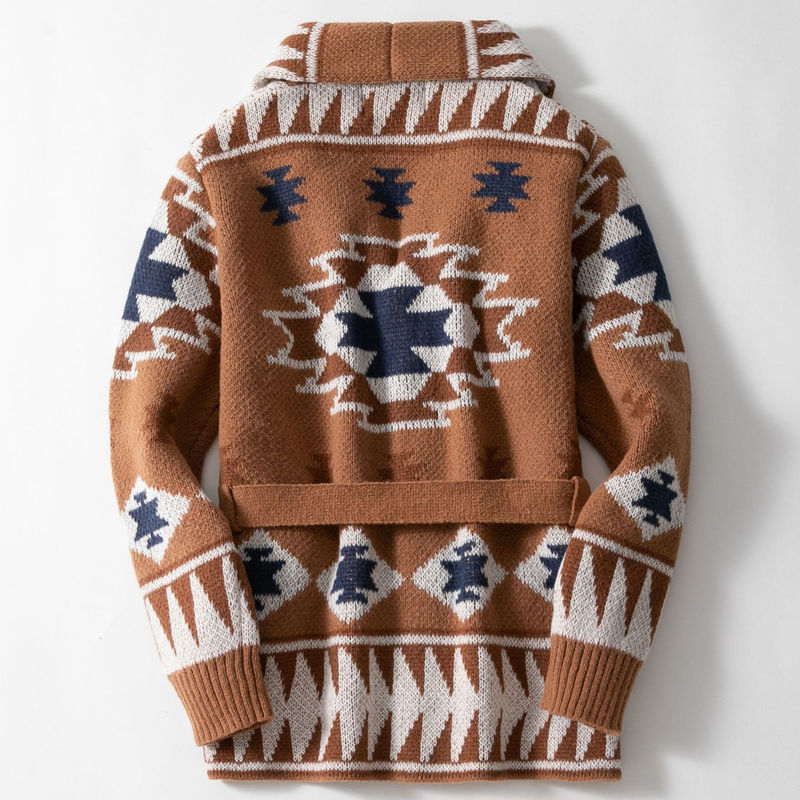 Men's Knitted Cardigan with Shawl Collar and Jacquard Pattern – Warm, Comfortable and Stylish