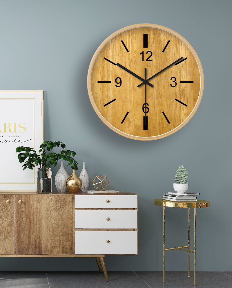 Silent Wooden Wall Clock with Minimalist Design for Modern Interiors
