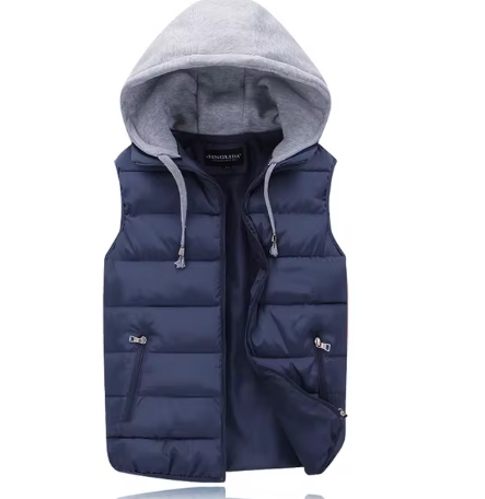 Men's Padded Gilet with Hood for Warmth and Casual Comfort
