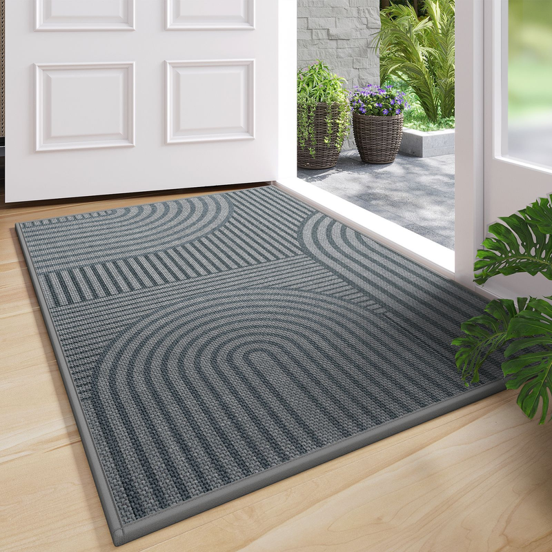 Anti-Slip Door Mat with Ribbed Pattern for Indoor and Outdoor Use