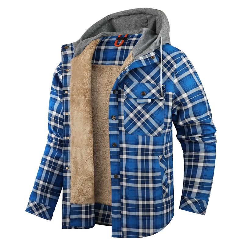 Padded Men's Flannel Jacket with Hood – Warm, Breathable and Practical