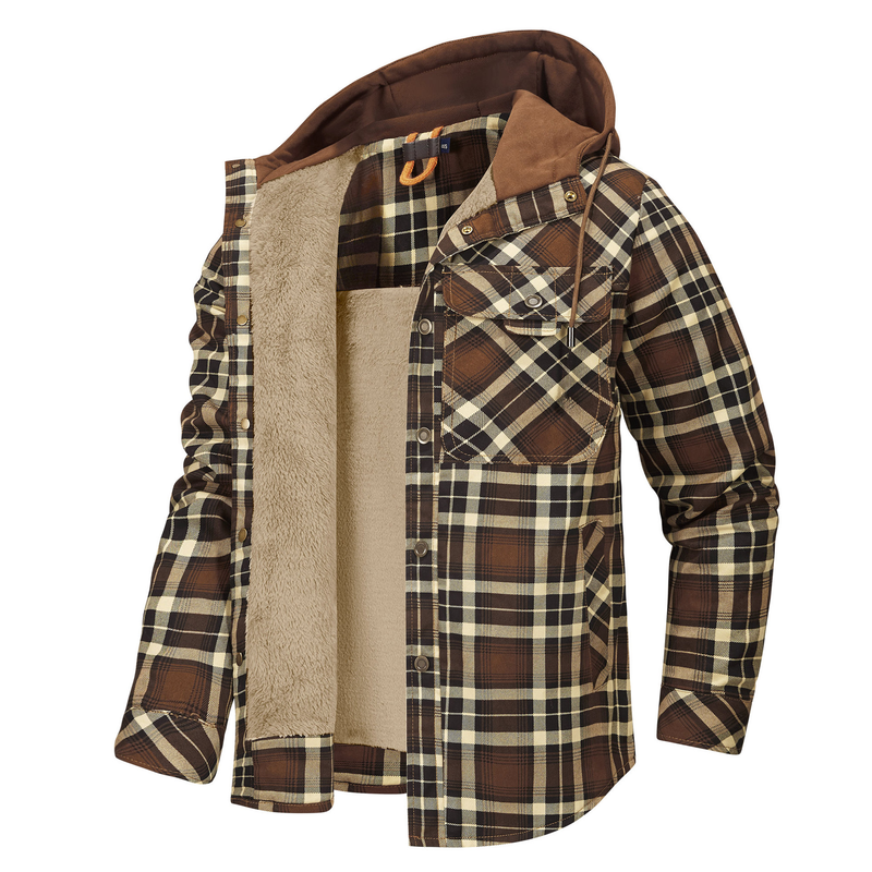 Padded Men's Flannel Jacket with Hood – Warm, Breathable and Practical