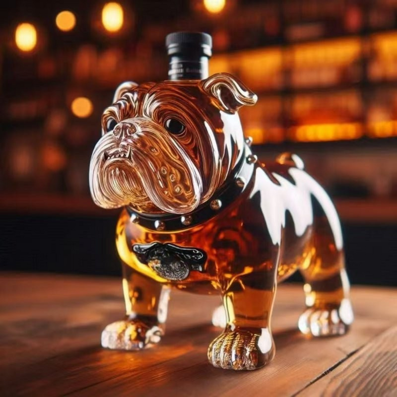 Decorative Whisky Decanter with Dog Motif – Stylish Glass for Home Bar