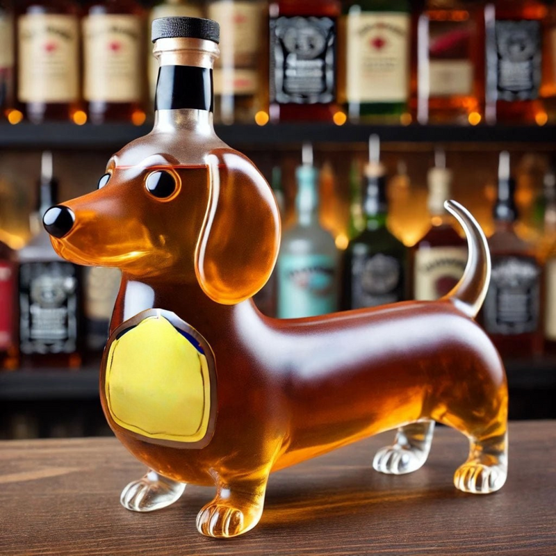 Decorative Whisky Decanter with Dog Motif – Stylish Glass for Home Bar