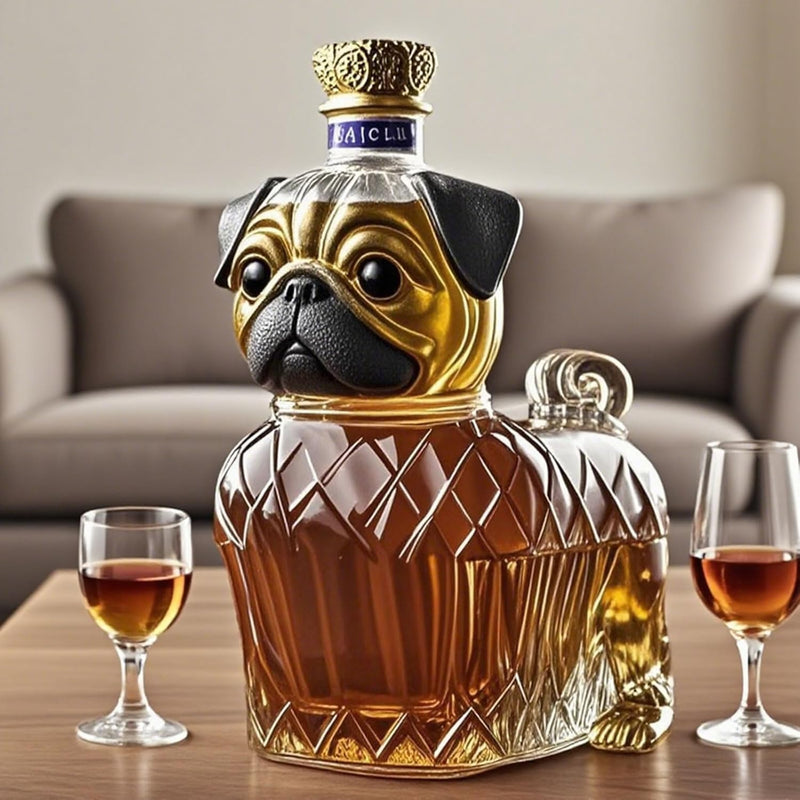 Decorative Whisky Decanter with Dog Motif – Stylish Glass for Home Bar