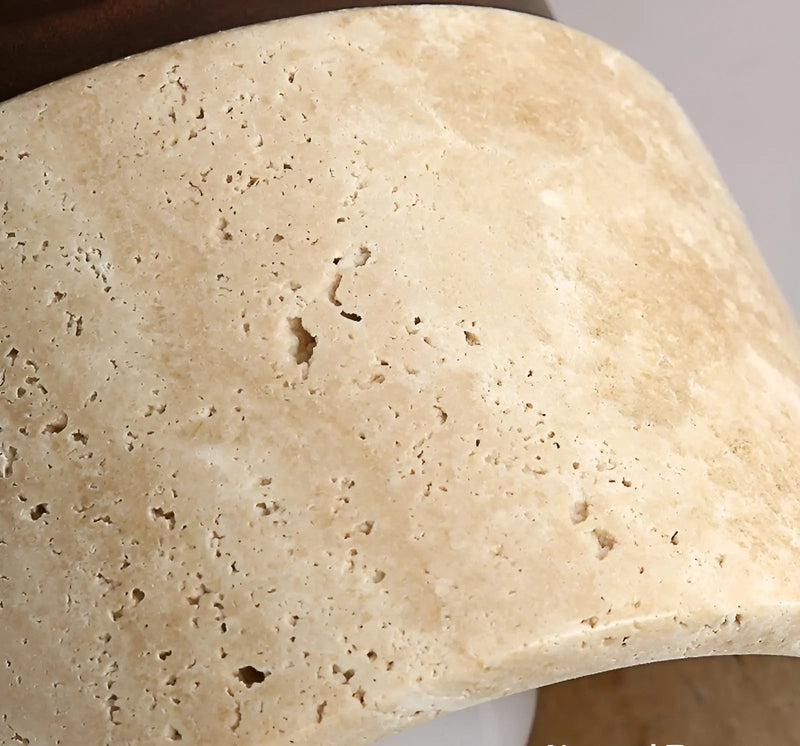 Compact Stone-Effect Ceiling Light with Wood-Effect Mount