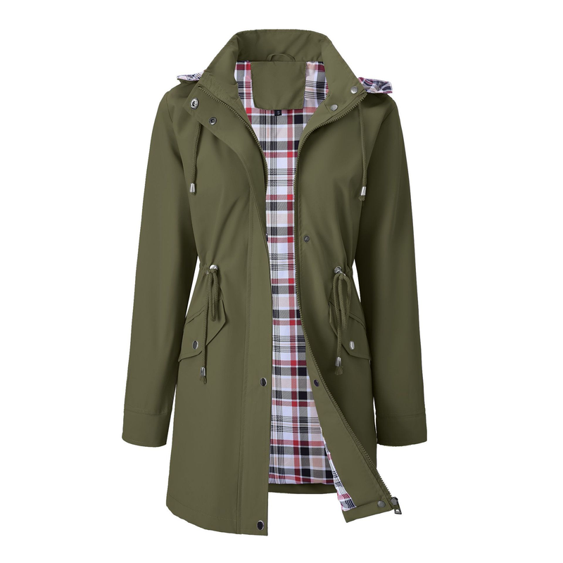 Plus Size Padded Jacket with Hood and Drawstring – Casual and Comfortable for Autumn and Spring