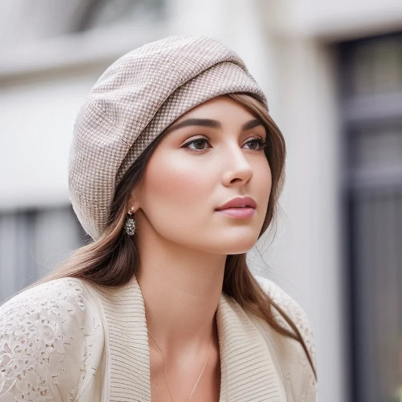 Women's Wool Beret with Twisted Front Detail for Cold Weather
