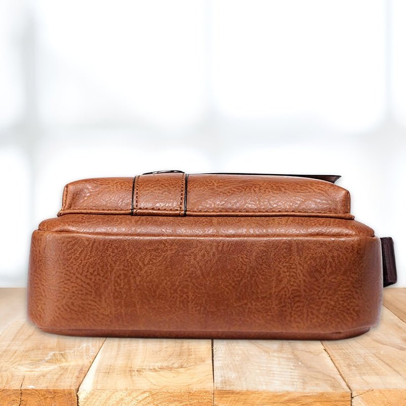 PU Leather Crossbody Bag with Multiple Zip Compartments