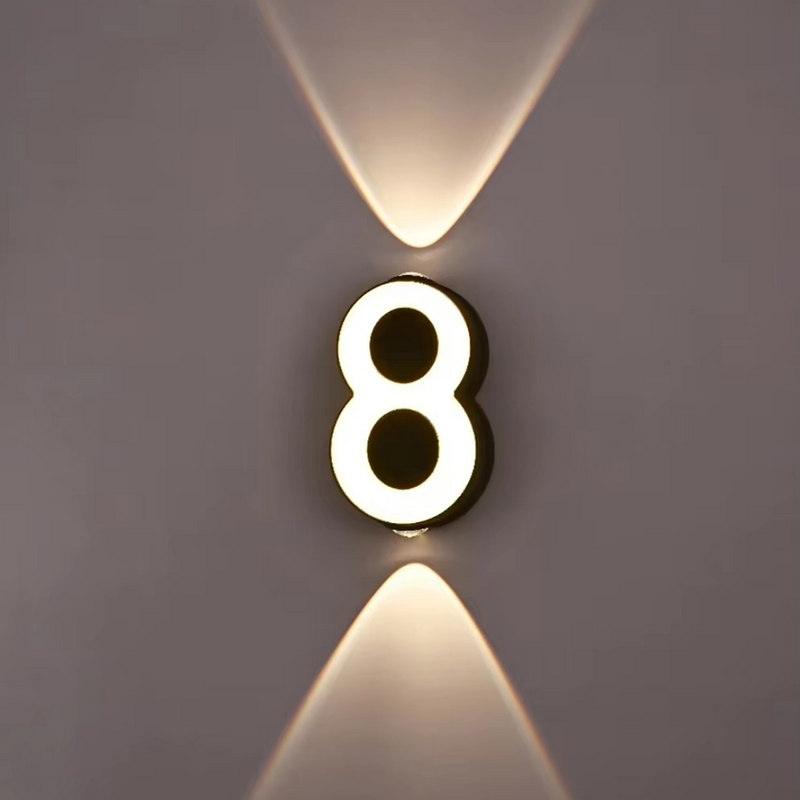 LED Illuminated House Number with Up-and-Down Wall Lighting