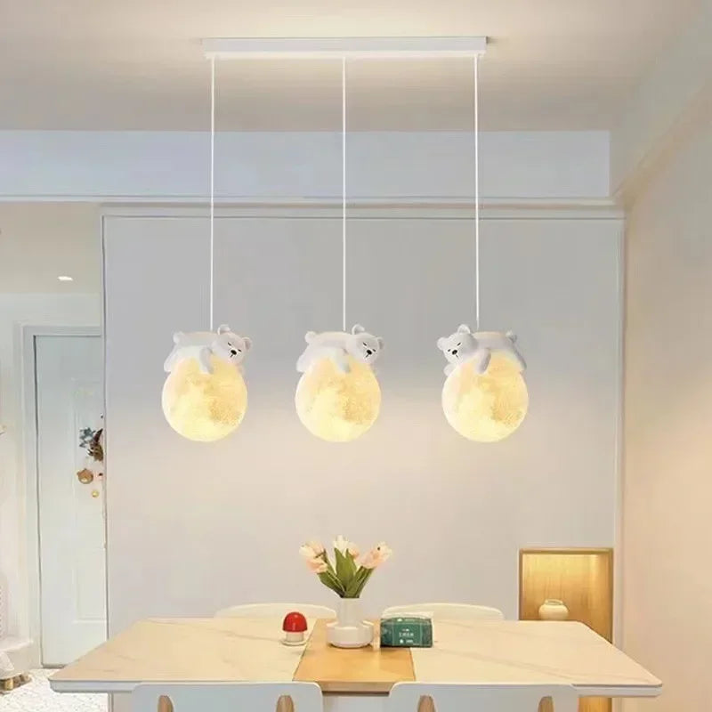 Children's Room Pendant Light with Bear or Rabbit Design for Warm and Soothing Lighting