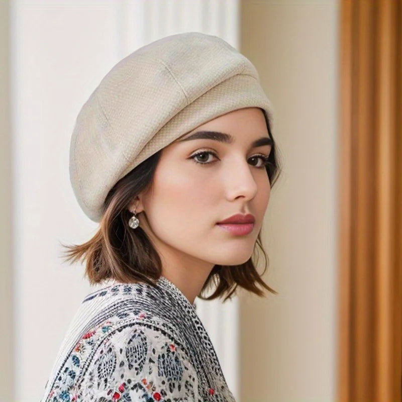 Women's Wool Beret with Twisted Front Detail for Cold Weather