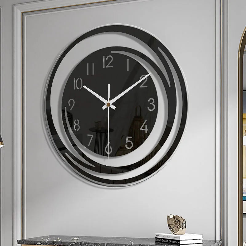 Silent Round Wall Clock with Layered Spiral Frame for Home Décor