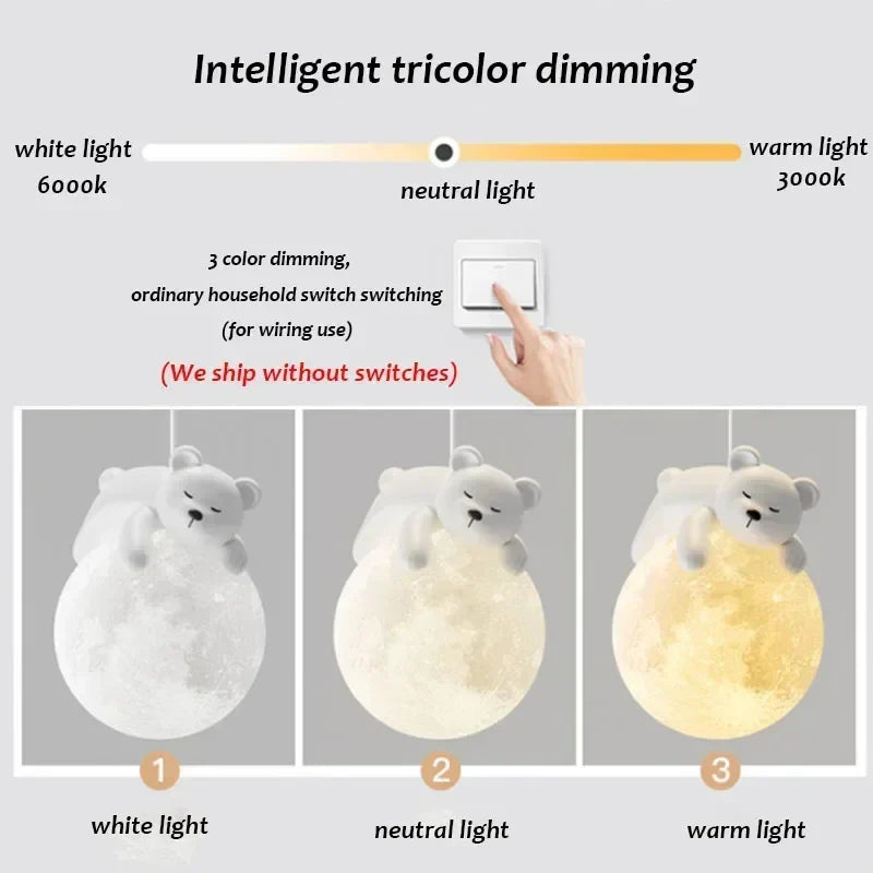 Children's Room Pendant Light with Bear or Rabbit Design for Warm and Soothing Lighting