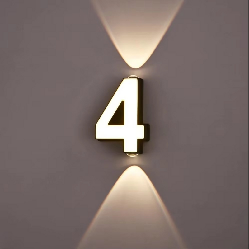 LED Illuminated House Number with Up-and-Down Wall Lighting