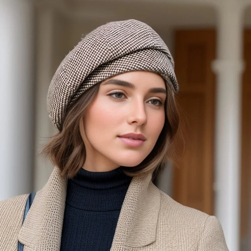 Women's Wool Beret with Twisted Front Detail for Cold Weather
