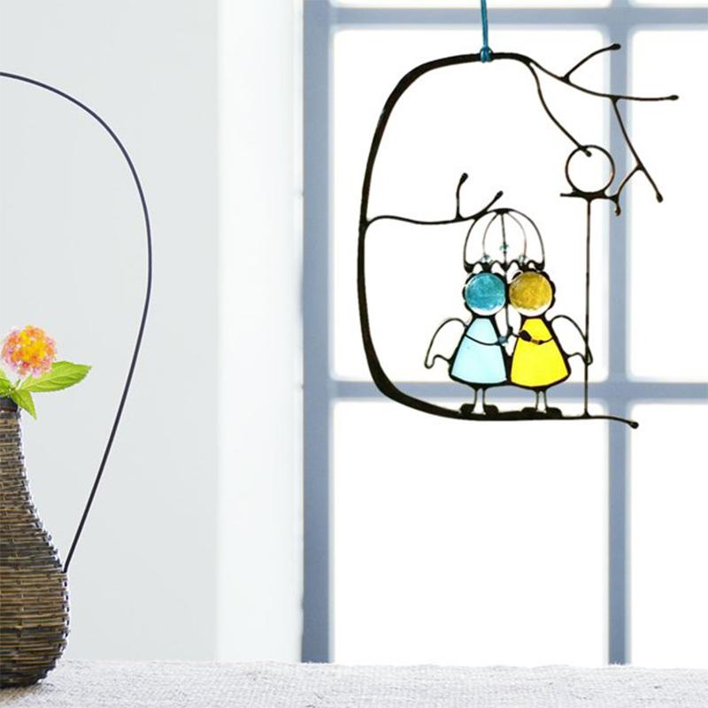 Glass Sun Catcher with Decorative Design for Atmospheric Light Reflections Indoors
