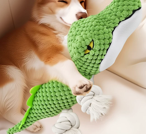 Sturdy Crocodile Dog Toy with Squeaker for Tug-of-War and Interactive Play