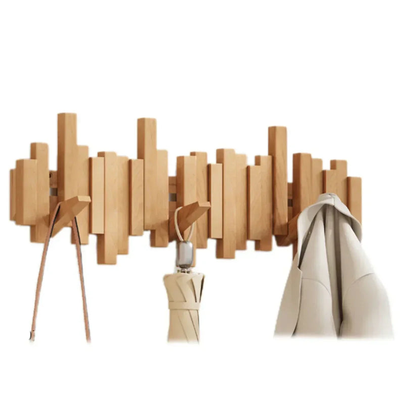 PianoWood Wall Hook Rack – Modern Wooden Organiser for Home
