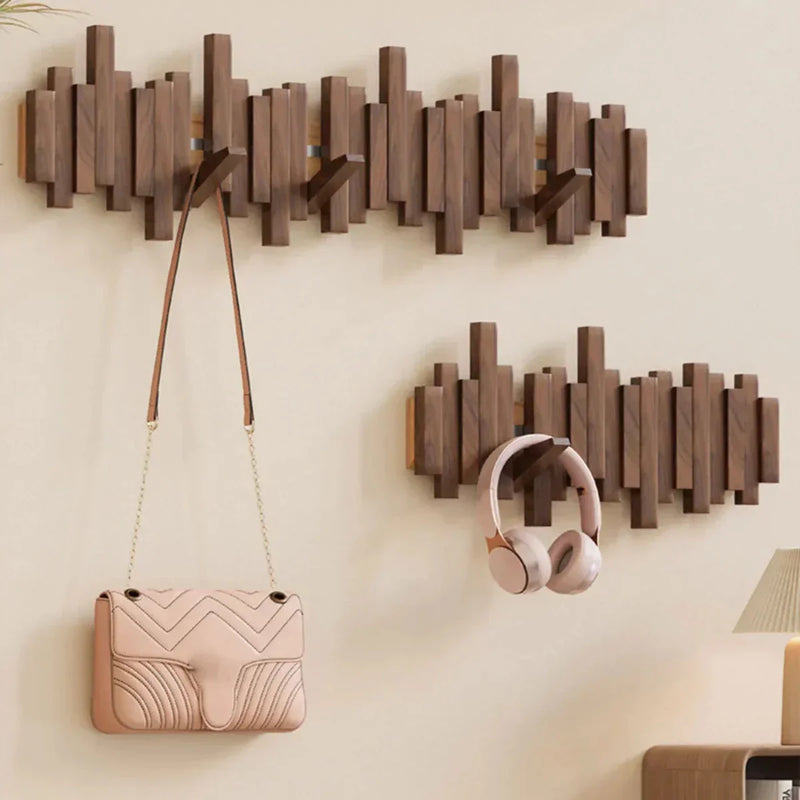 PianoWood Wall Hook Rack – Modern Wooden Organiser for Home