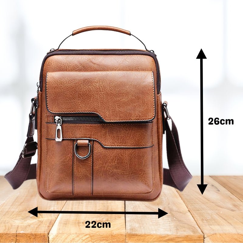 PU Leather Crossbody Bag with Multiple Zip Compartments