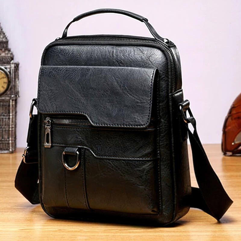 PU Leather Crossbody Bag with Multiple Zip Compartments